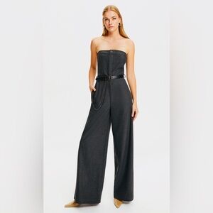 Chic Charcoal Strapless Jumpsuit